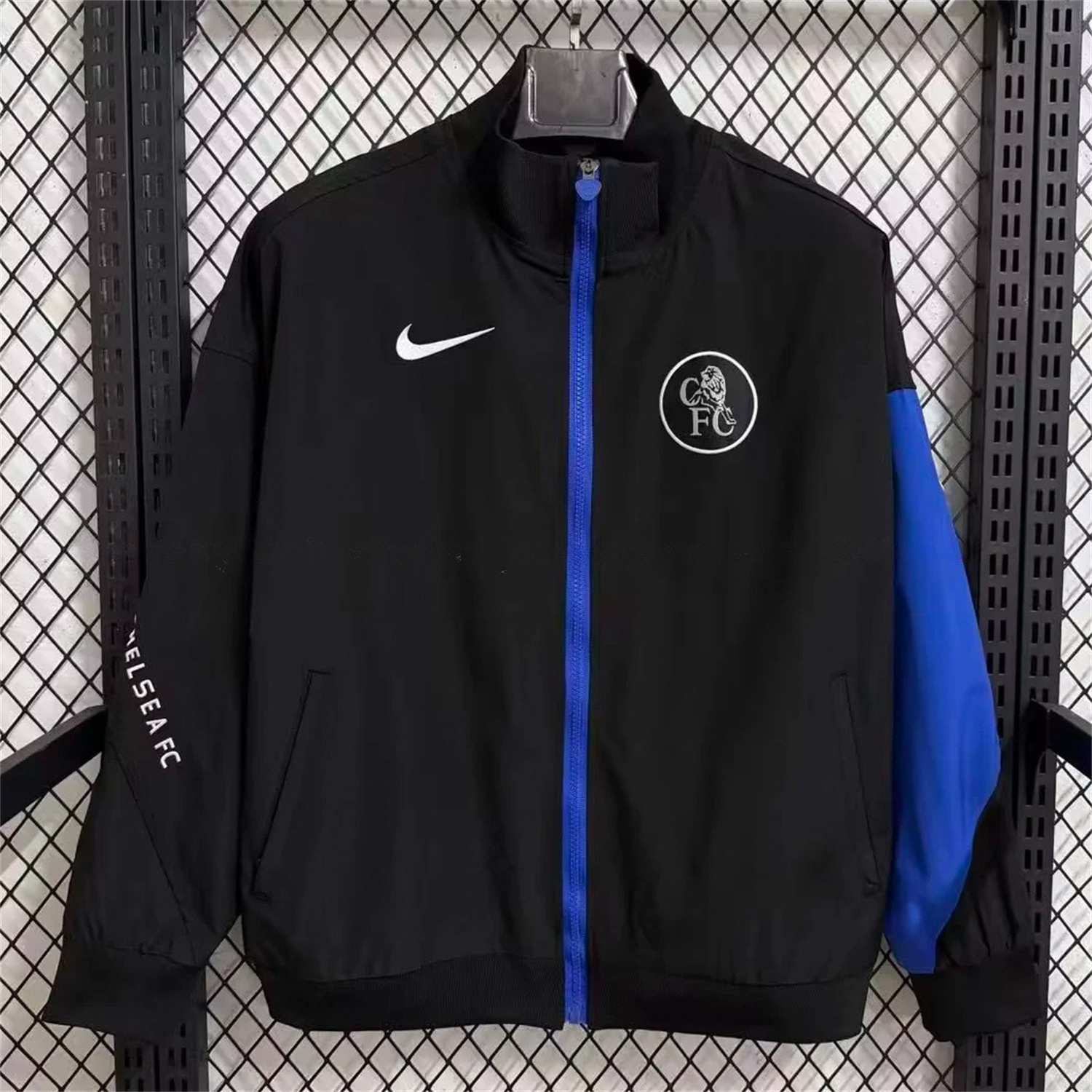 C.H.E.L.S.E.A 25-26 Windbreaker Jacket - Black And Blue - JerseysGala