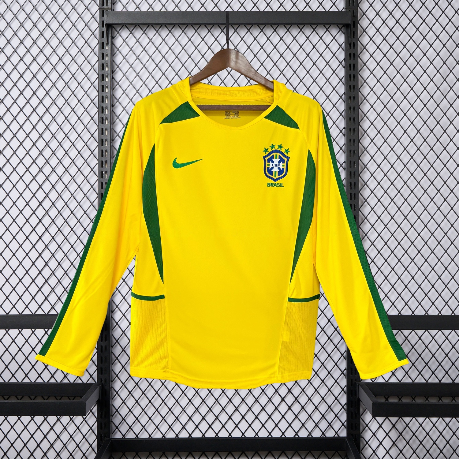 Retro Brazil 2002 Home Long Sleeves Jersey - JerseysGala