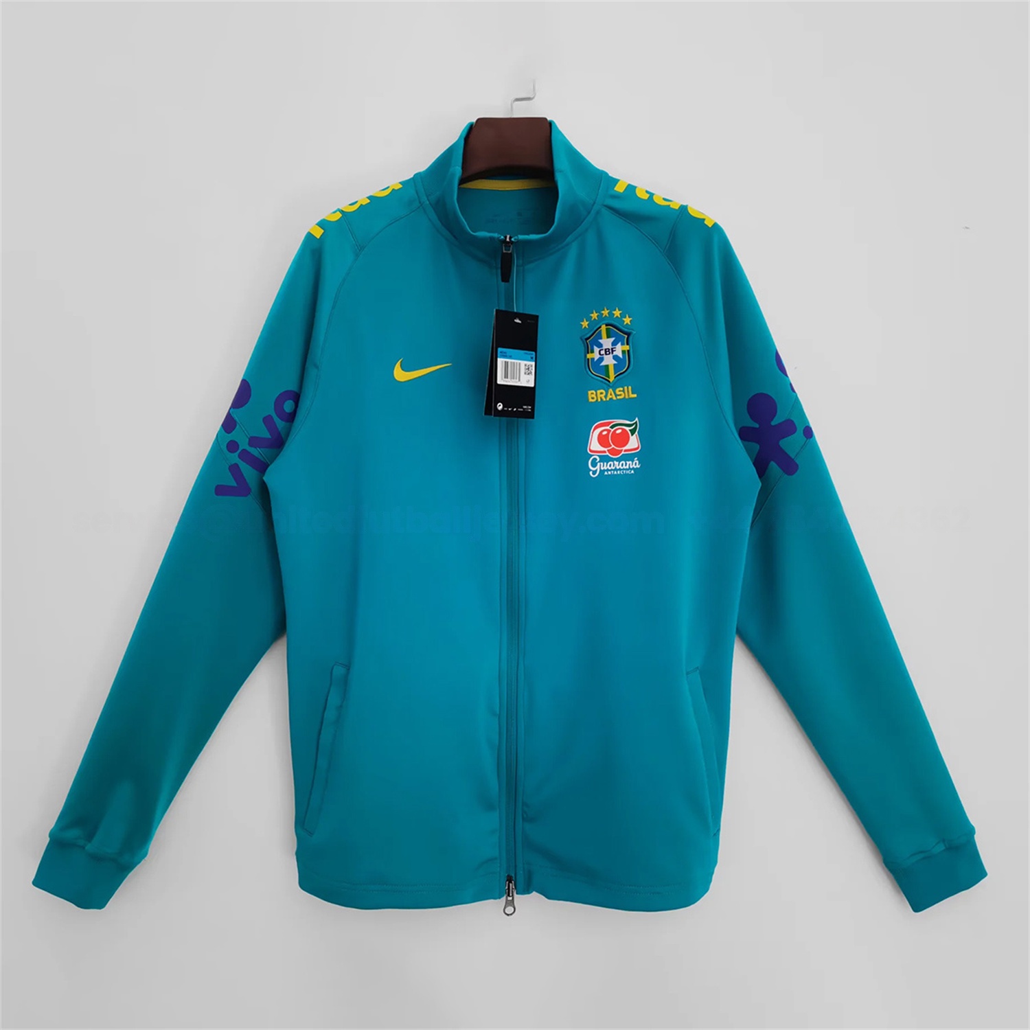 Retro Brazil 2022 Lake Blue Windbreaker - JerseysGala