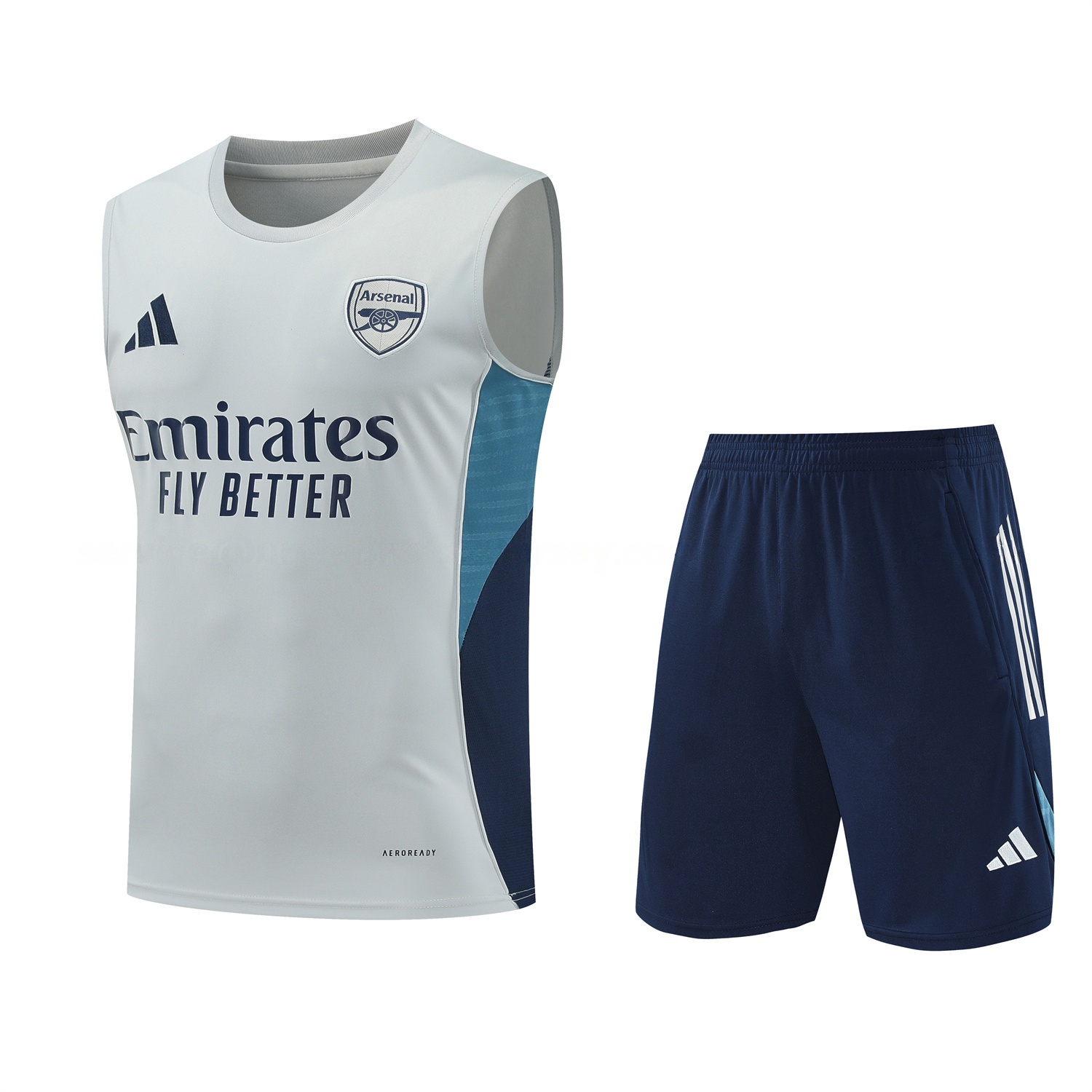 Arsenal 25-26 Vest Training Set - Grey Top & Deep Blue Shorts - JerseysGala