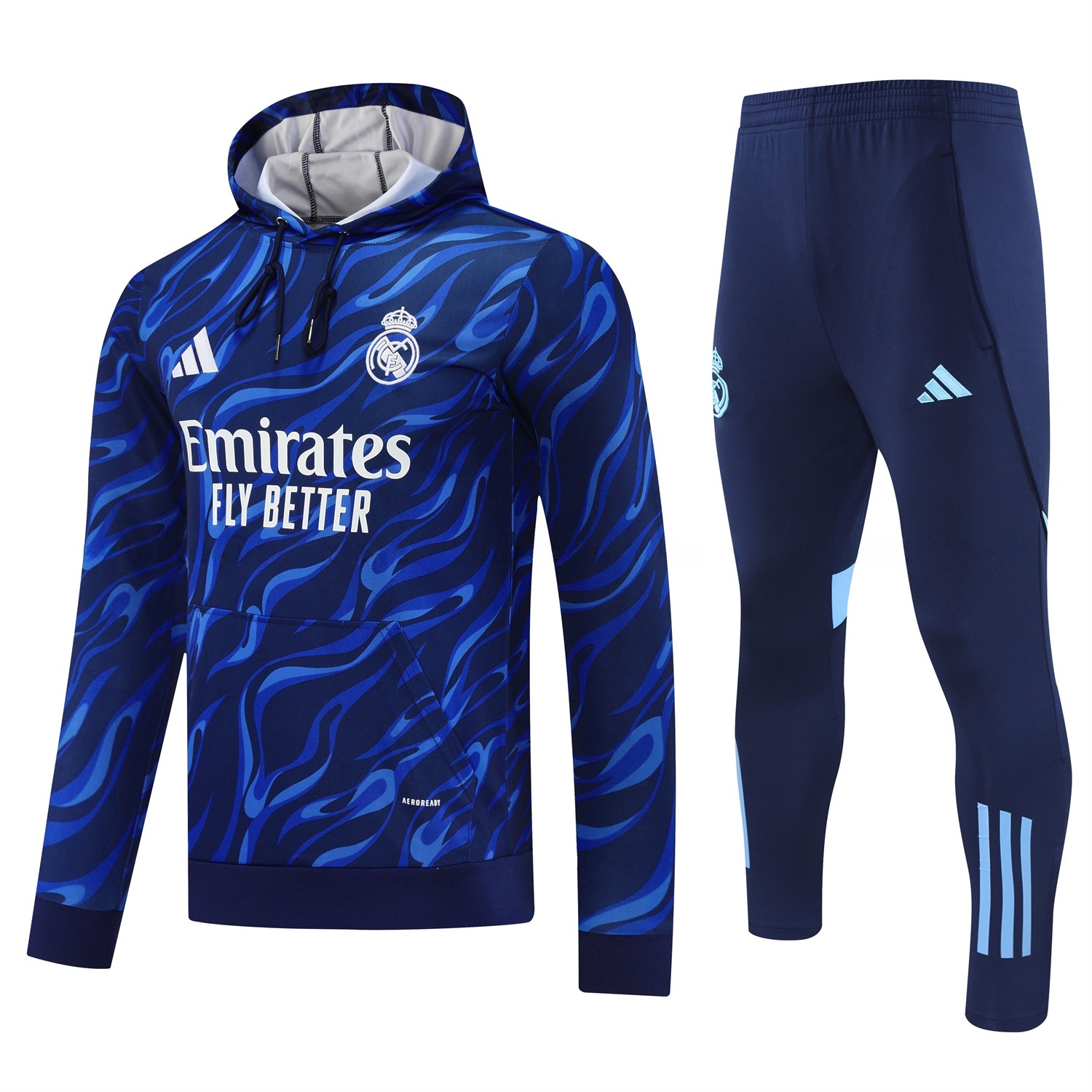Real Madrid 25-26 Training Hoodie Set - Blue Hoodie and Deep Blue Pants - JerseysGala