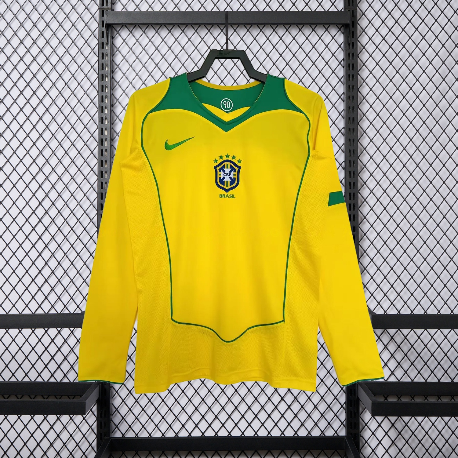 Retro Brazil 2004 Home Long Sleeves Jersey - JerseysGala