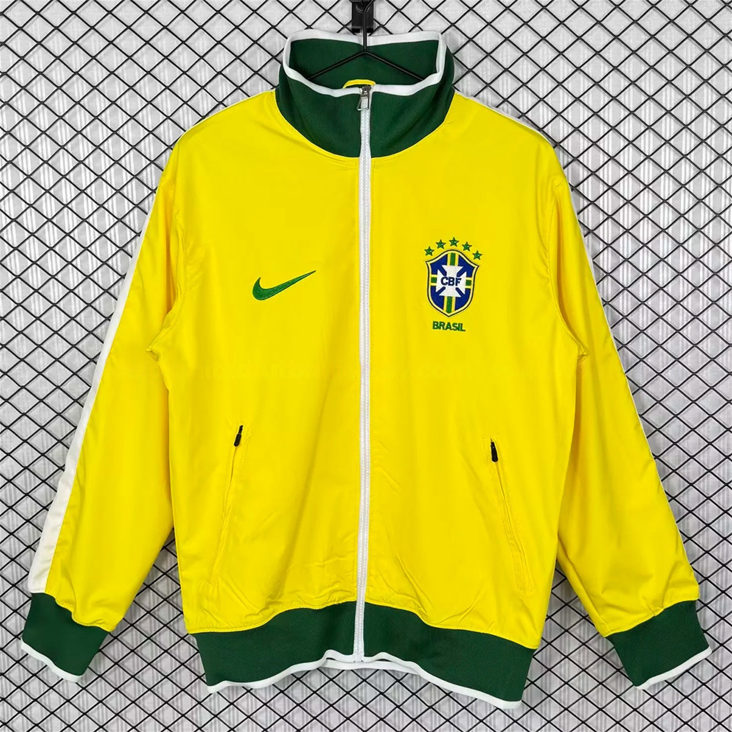 Retro Brazil 2010 Home Yellow Windbreaker - JerseysGala
