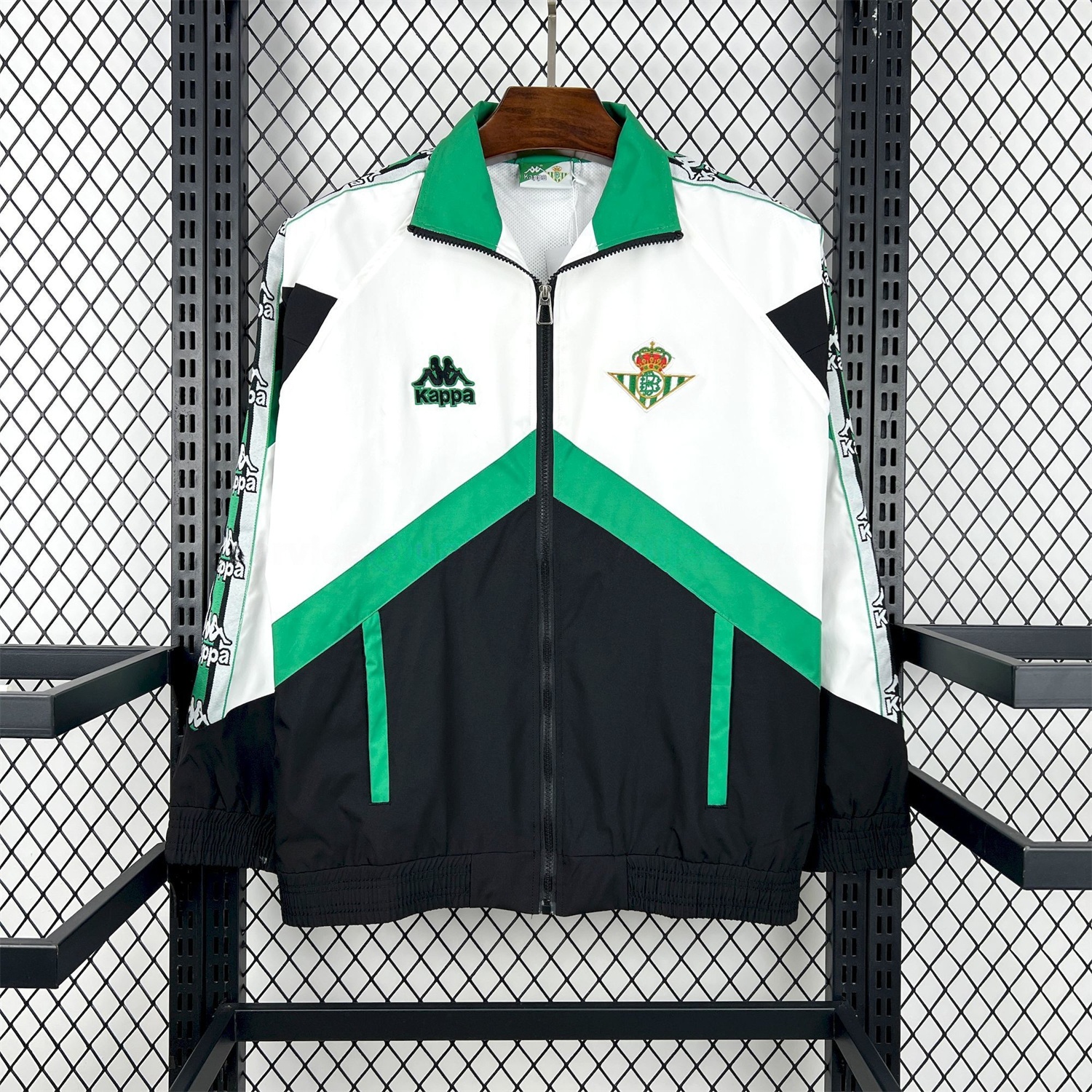 Retro Real Betis 1995-96 Black And White Windbreaker - JerseysGala