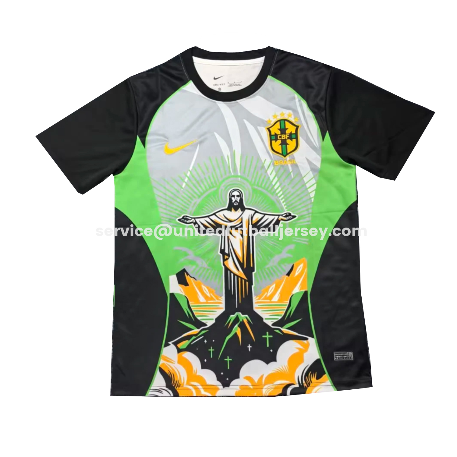 Brazil 25-26 Jesus Green And Black Jersey - Fans Version - JerseysGala
