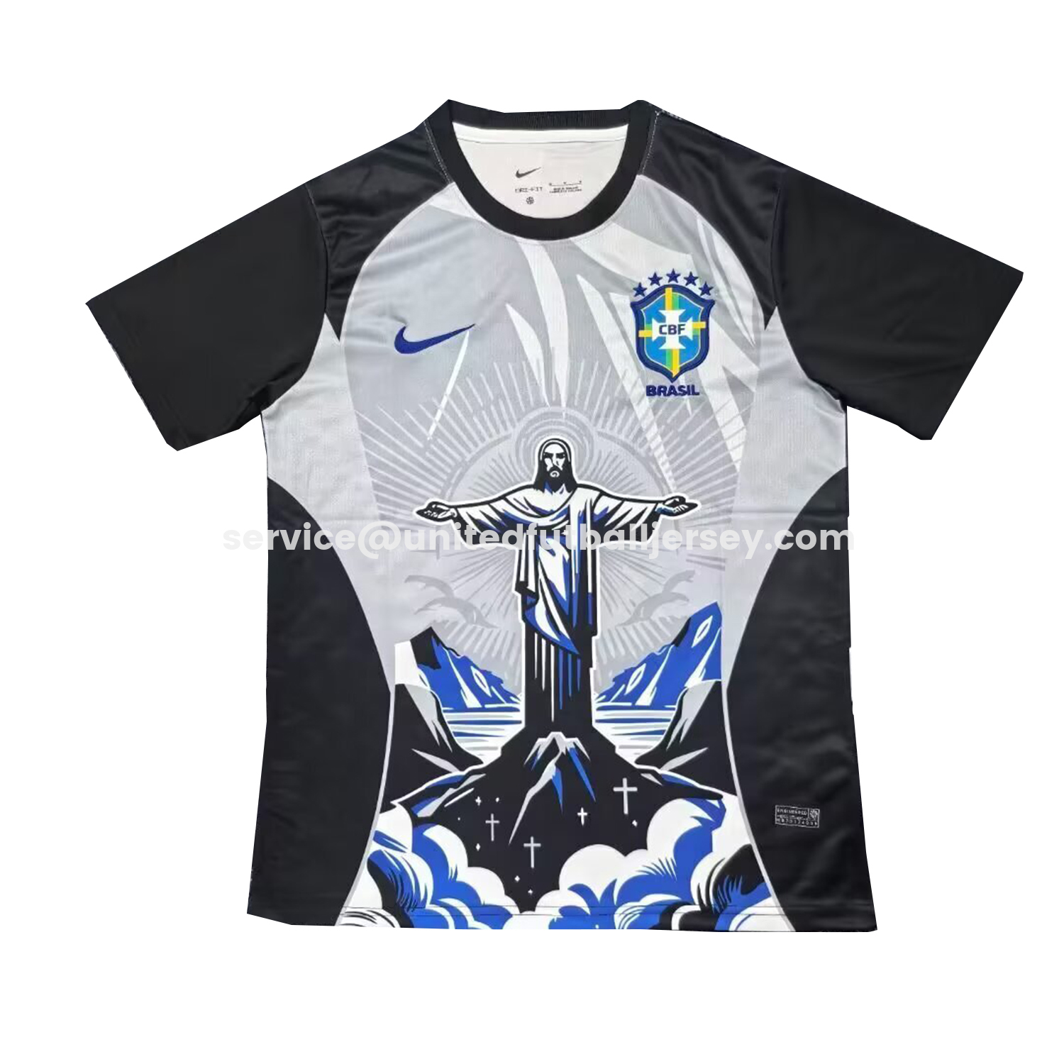 Brazil 25-26 Jesus Grey And Black Jersey - Fans Version - JerseysGala