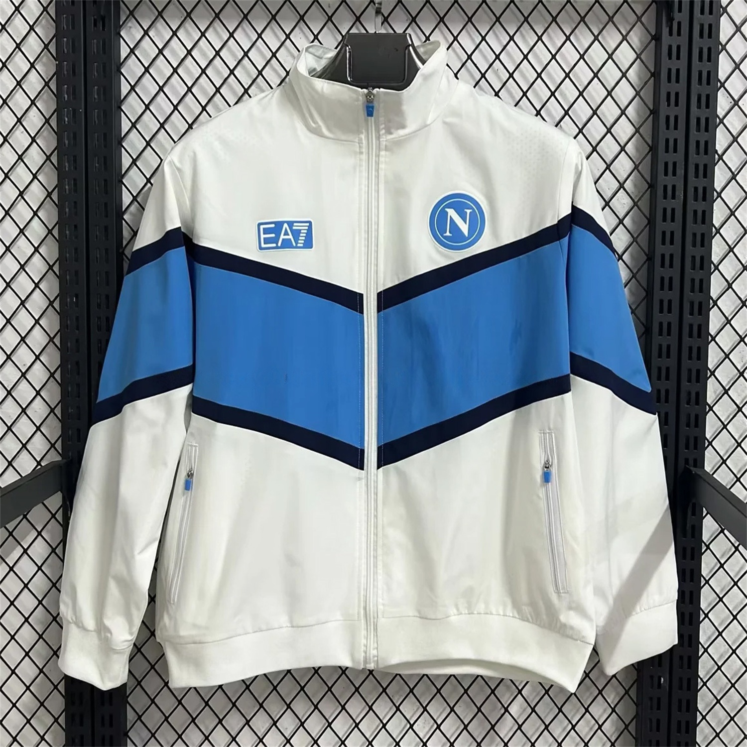 Napoli 25-26 Windbreaker Jacket - White And Blue - JerseysGala