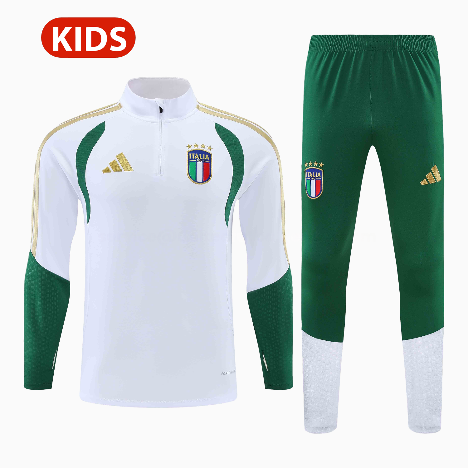 Italy 2026 Kids Long Sleeve Training Set - White Top & Pants - JerseysGala