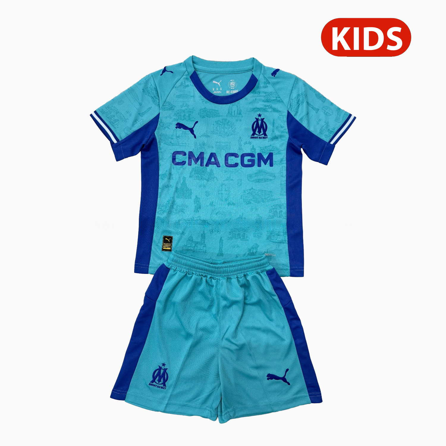 Marseille 25-26 Blue Goalkeeper Kids Kit - JerseysGala