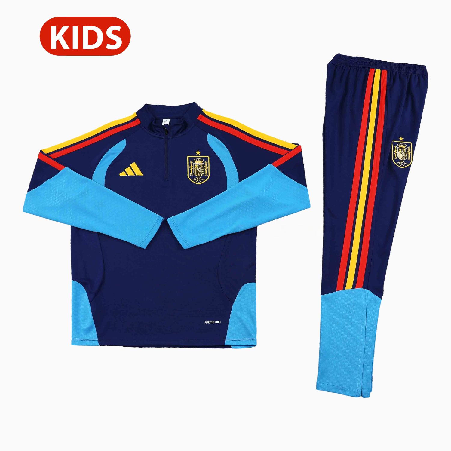 Spain 2026 Kids Long Sleeve Training Set - Deep Blue Top & Pants - JerseysGala