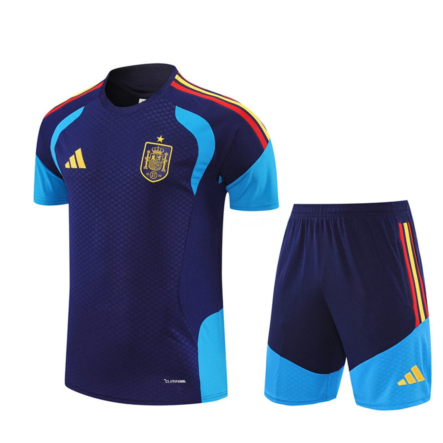 Spain 2026 Short-Sleeve Training Set - Royal Blue Top & Shorts - JerseysGala