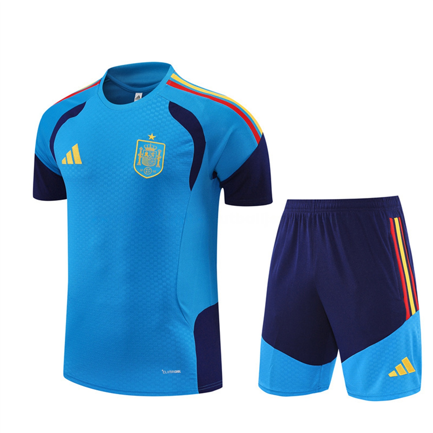 Spain 2026 Short-Sleeve Training Set - Lake Blue Top & Shorts - JerseysGala