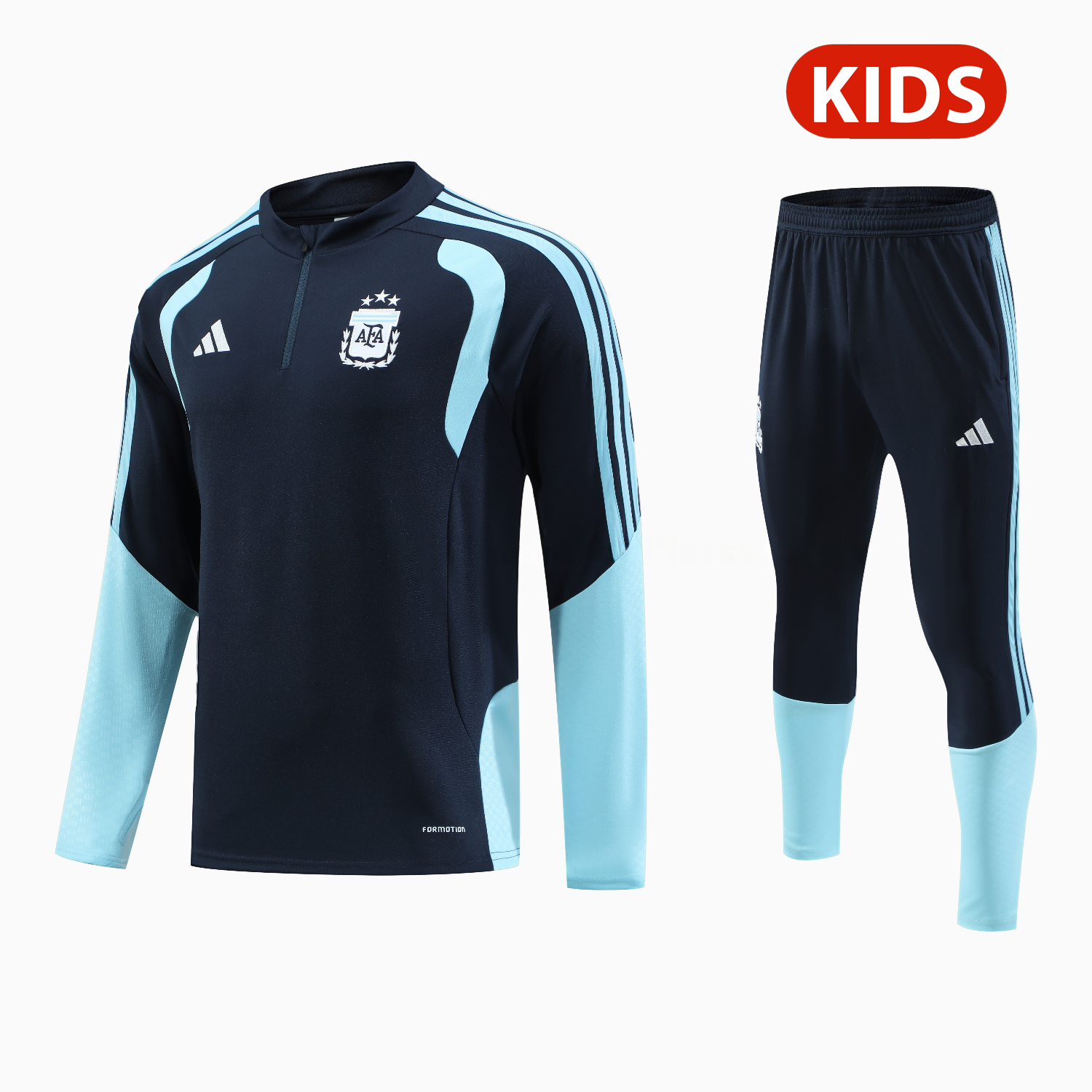 Argentina 2026 Kids Long Sleeve Training Set - Blue Black Top & Pants - JerseysGala