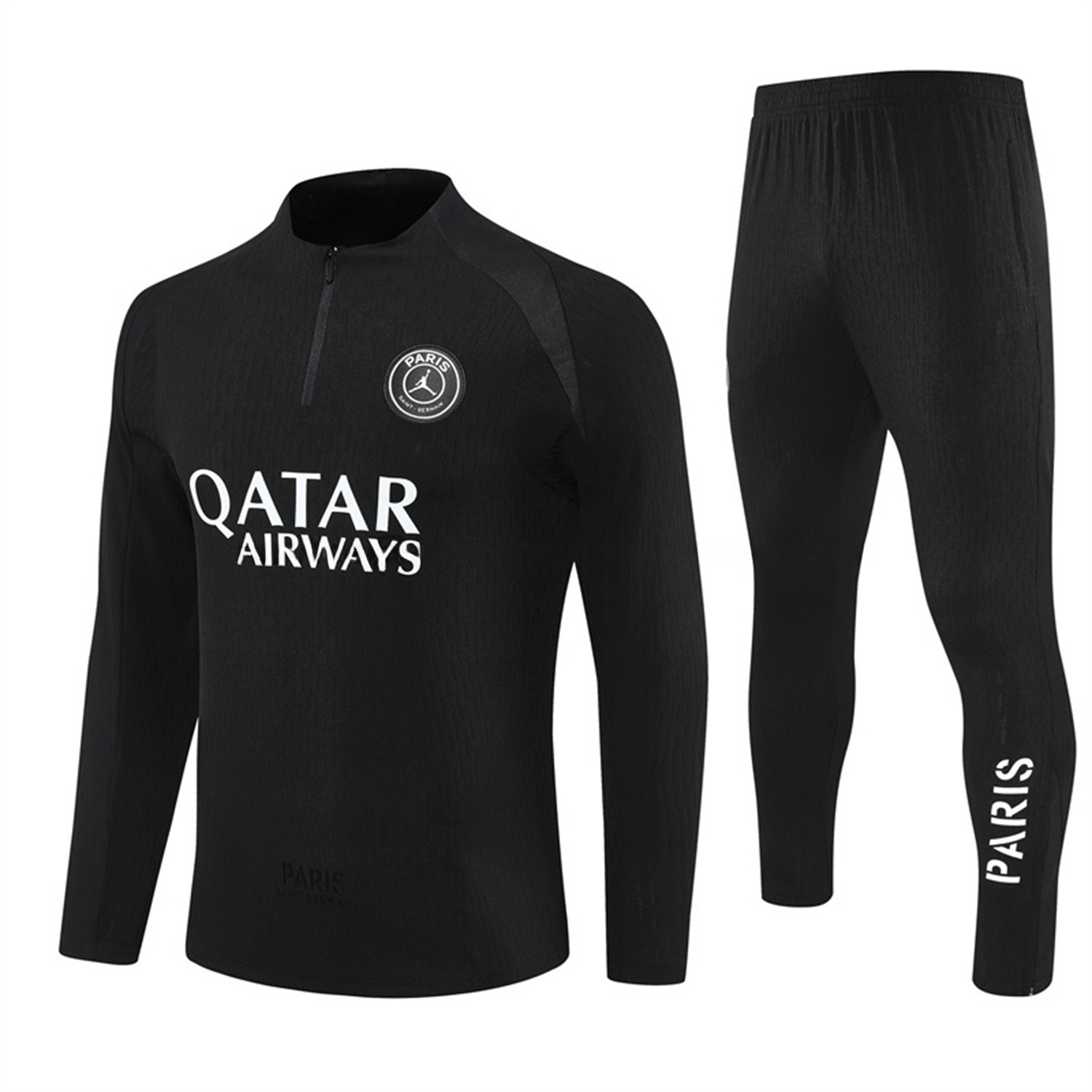 Paris Saint-Germain PSG 25-26 Jordan Long Sleeve Training Set - Pure Black Top & Pants - JerseysGala
